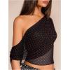 image:imageSOLY HUX Womens Off The Shoulder Tops Polka Dots Mesh See Through Crop Tank Shirts Aesthetic ClothesBlack and Red