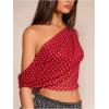 image:imageSOLY HUX Womens Off The Shoulder Tops Polka Dots Mesh See Through Crop Tank Shirts Aesthetic ClothesRed and White