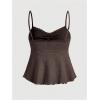 image:imageSOLY HUX Womens Peplum Tops Summer Casual Ruched Flowy Going Out Top Spaghetti Strap Tank CamisolePlain Coffee Brown