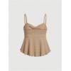 image:imageSOLY HUX Womens Peplum Tops Summer Casual Ruched Flowy Going Out Top Spaghetti Strap Tank CamisolePure Khaki