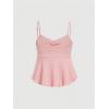 image:imageSOLY HUX Womens Peplum Tops Summer Casual Ruched Flowy Going Out Top Spaghetti Strap Tank CamisolePure Pink