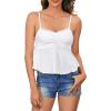 image:imageSOLY HUX Womens Peplum Tops Summer Casual Ruched Flowy Going Out Top Spaghetti Strap Tank CamisoleSolid White
