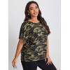 image:imageSOLY HUX Womens Plus Size Allover Print T Shirt Raglan Sleeve Loose Fit Casual Summer Tee TopArmy Green