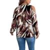 image:imageSOLY HUX Womens Plus Size Blouse Allover Print Cold Shoulder Bishop Long Sleeve Half Zip TopsBurgundy Print