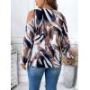 image:imageSOLY HUX Womens Plus Size Blouse Allover Print Cold Shoulder Bishop Long Sleeve Half Zip TopsMulticoloured Print
