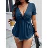 image:imageSOLY HUX Womens Plus Size Deep V Neck Twist Front T Shirts Short Sleeve Summer Tunic Tops Ruffle Flowy TeesDark Blue