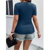 image:imageSOLY HUX Womens Plus Size Deep V Neck Twist Front T Shirts Short Sleeve Summer Tunic Tops Ruffle Flowy TeesDark Blue