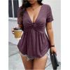 image:imageSOLY HUX Womens Plus Size Deep V Neck Twist Front T Shirts Short Sleeve Summer Tunic Tops Ruffle Flowy TeesSolid Purple