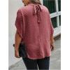 image:imageSOLY HUX Womens Plus Size Dressy Casual Shirts Swiss Dots Mock Neck Blouse Half Sleeve Tie Back Business Work TopsPure Brown