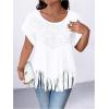 image:imageSOLY HUX Womens Plus Size Fringe T Shirt Rhinestone Crewneck Short Sleeve Tee Summer Casual TopsPlain White