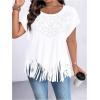image:imageSOLY HUX Womens Plus Size Fringe T Shirt Rhinestone Crewneck Short Sleeve Tee Summer Casual TopsPlain White