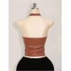 image:imageSOLY HUX Womens Plus Size Halter Tops PU Leather Deep V Neck Lace Up Backless Sleeveless Summer Crop Tank TopPure Brown