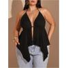 image:imageSOLY HUX Womens Plus Size Halter Tops Y2k Sexy Deep V Neck Tie Backless Sleeveless Flowy Asymmetrical Hem Summer TopPure Black