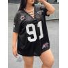 image:imageSOLY HUX Womens Plus Size Jersey Lace Up V Neck Short Sleeve T Shirts Number Graphic Tee Tops StreetwearBlack 91