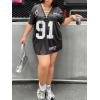 image:imageSOLY HUX Womens Plus Size Jersey Lace Up V Neck Short Sleeve T Shirts Number Graphic Tee Tops StreetwearBlack 91