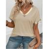 image:imageSOLY HUX Womens Plus Size Metallic T Shirt V Neck Short Sleeve Tee Casual Summer TopsPure Khaki