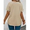 image:imageSOLY HUX Womens Plus Size Metallic T Shirt V Neck Short Sleeve Tee Casual Summer TopsPure Khaki