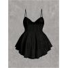 image:imageSOLY HUX Womens Plus Size Peplum Tops Cute Sweetheart Neck Tie Front Eyelet Cami Babydoll TopPure Black