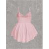 image:imageSOLY HUX Womens Plus Size Peplum Tops Cute Sweetheart Neck Tie Front Eyelet Cami Babydoll TopPure Pink