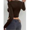 image:imageSOLY HUX Womens Plus Size Ruched Cowl Neck T Shirt Long Sleeve Asymmetrical Party Club TopsPlain Brown