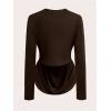 image:imageSOLY HUX Womens Plus Size Ruched Cowl Neck T Shirt Long Sleeve Asymmetrical Party Club TopsPlain Brown