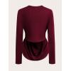 image:imageSOLY HUX Womens Plus Size Ruched Cowl Neck T Shirt Long Sleeve Asymmetrical Party Club TopsPure Burgundy