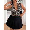 image:imageSOLY HUX Womens Plus Size Sexy Halter Deep V Neck Tank Top Backless Sleeveless Slim Fitted Going Out Crop TopsKhaki Leopard