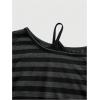 image:imageSOLY HUX Womens Plus Size Striped T Shirt Y2k Cold Shoulder Short Sleeve Summer Tops Drawstring Side Casual TeeBlack Striped