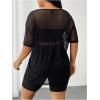 image:imageSOLY HUX Womens Plus Size Summer Mesh Tees Short Sleeve Crew Neck See Through TShirts TopsSolid Black