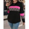 image:imageSOLY HUX Womens Plus Size T Shirts Leopard Color Block Tee Long Sleeve Crew Neck Casual Fall TopsMulticolor Leopard