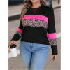 image:imageSOLY HUX Womens Plus Size T Shirts Leopard Color Block Tee Long Sleeve Crew Neck Casual Fall TopsMulticolor Leopard
