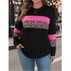image:imageSOLY HUX Womens Plus Size T Shirts Leopard Color Block Tee Long Sleeve Crew Neck Casual Fall TopsMulticolor Leopard