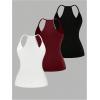 image:imageSOLY HUX Womens Plus Size V Neck Camisole 3 Packs Sleeveless Basic Tops Slim Fit Racerback Cami ShirtsBlack Burgundy White