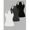 image:imageSOLY HUX Womens Plus Size V Neck Camisole 3 Packs Sleeveless Basic Tops Slim Fit Racerback Cami ShirtsBlack Grey White