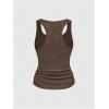 image:imageSOLY HUX Womens Punk Studded Ruched Tank Top Scoop Neck Sleeveless Fitted Grunge Tops StreetwearPlain Brown