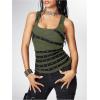image:imageSOLY HUX Womens Punk Studded Ruched Tank Top Scoop Neck Sleeveless Fitted Grunge Tops StreetwearPure Green