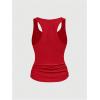 image:imageSOLY HUX Womens Punk Studded Ruched Tank Top Scoop Neck Sleeveless Fitted Grunge Tops StreetwearRed