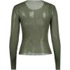 image:imageSOLY HUX Womens Rhinestone Sheer T Shirt Crew Neck Long Sleeve Sparkly Going Out TopsArmy Green