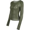 image:imageSOLY HUX Womens Rhinestone Sheer T Shirt Crew Neck Long Sleeve Sparkly Going Out TopsArmy Green