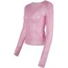 image:imageSOLY HUX Womens Rhinestone Sheer T Shirt Crew Neck Long Sleeve Sparkly Going Out TopsPure Pink