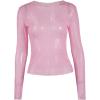 image:imageSOLY HUX Womens Rhinestone Sheer T Shirt Crew Neck Long Sleeve Sparkly Going Out TopsPure Pink