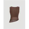 image:imageSOLY HUX Womens Ruched Glitter Tank Top Crew Neck Sleeveless Asymmetrical Going Out TopsSolid Brown
