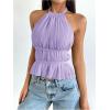 image:imageSOLY HUX Womens Ruffle Halter Neck Camisole Sleeveless Open Back Cute Party Going Out TopsMauve Purple