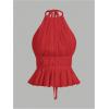 image:imageSOLY HUX Womens Ruffle Halter Neck Camisole Sleeveless Open Back Cute Party Going Out TopsSolid Red