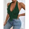 image:imageSOLY HUX Womens Ruffle Trim Halter Tops Ruched V Neck Sleeveless Going Out Crop TopsSolid Green