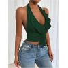 image:imageSOLY HUX Womens Ruffle Trim Halter Tops Ruched V Neck Sleeveless Going Out Crop TopsSolid Green