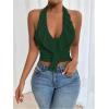 image:imageSOLY HUX Womens Ruffle Trim Halter Tops Ruched V Neck Sleeveless Going Out Crop TopsSolid Green