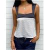 image:imageSOLY HUX Womens Satin Tank Top Color Block Scoop Neck Sleeveless Tie Back Summer TopsWhite Eyelet Embroidery
