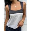 image:imageSOLY HUX Womens Satin Tank Top Color Block Scoop Neck Sleeveless Tie Back Summer TopsWhite Eyelet Embroidery