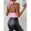 image:imageSOLY HUX Womens Sexy Deep VNeck Halter Crop Top Summer Beach Vacation Clothes Y2K Trendy Tank Top for Going Out PartyPlain Pink